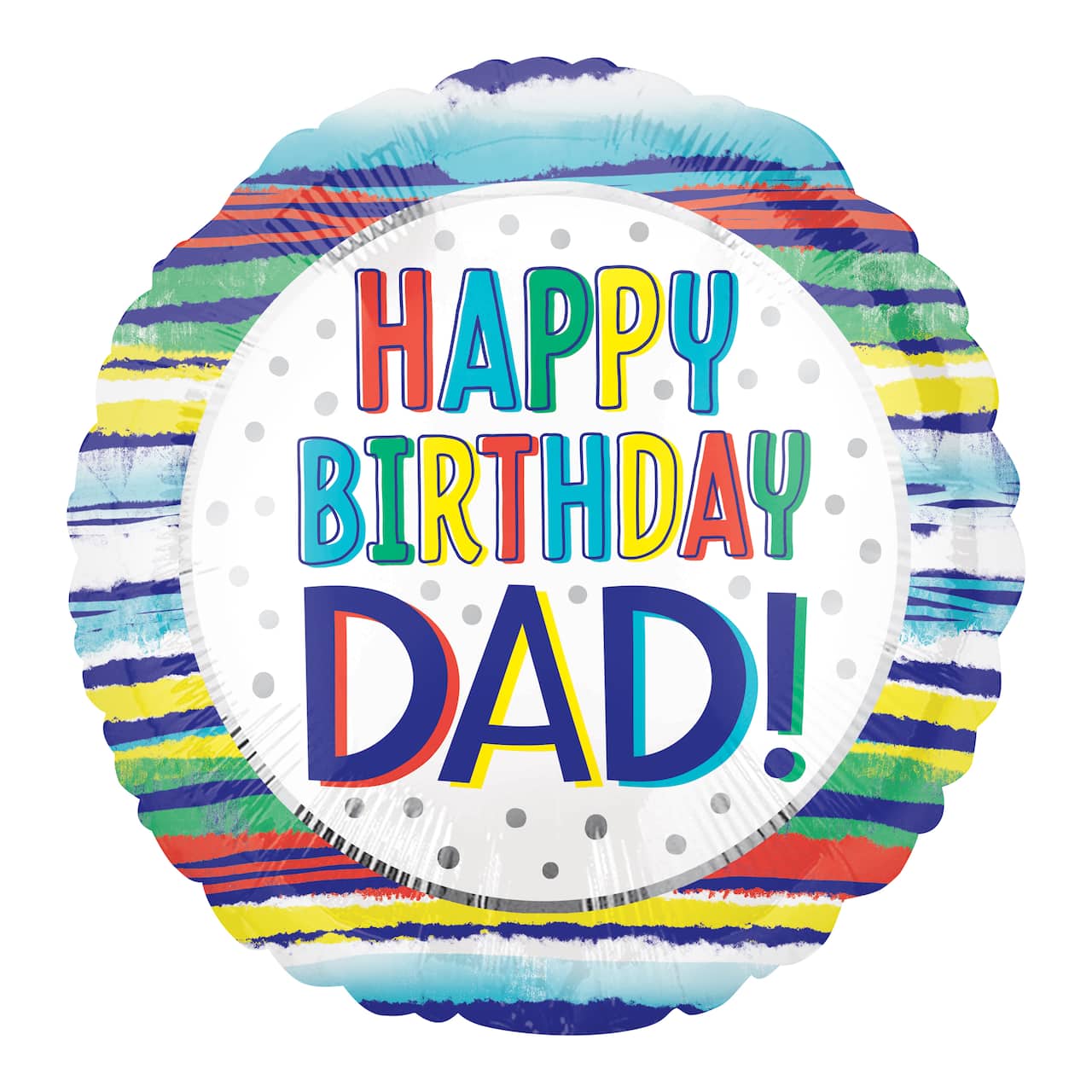 17" Happy Birthday Dad Painted Stripes Foil Balloon